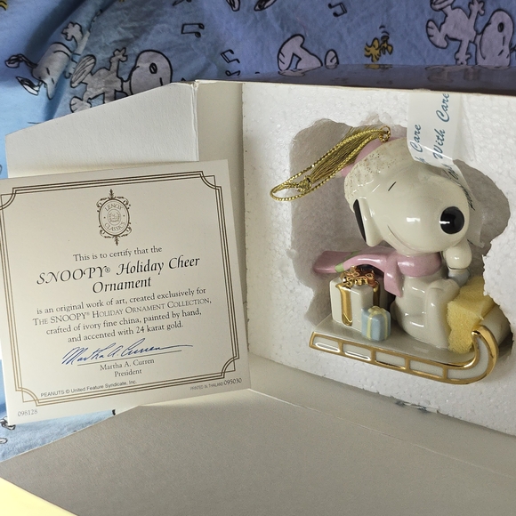 Lenox Other - Lenox Snoopy Holiday Cheer Ornament - White, Pink, Gold